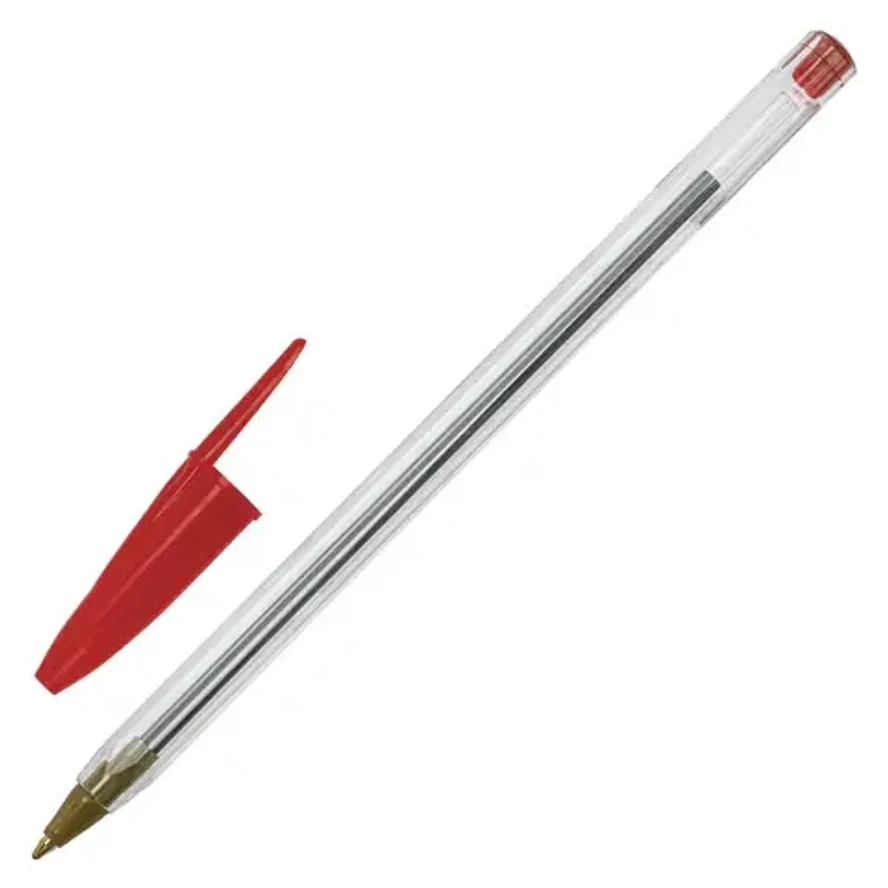 Ручка шариковая STAFF "Basic Budget BP-04", КРАСНАЯ, линия письма 0,5 мм